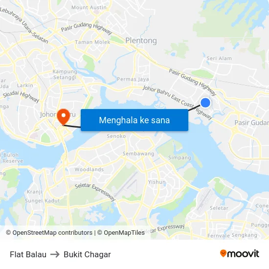 Flat Balau to Bukit Chagar map