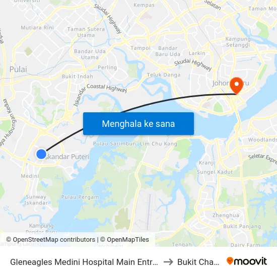 Gleneagles Medini Hospital Main Entrance to Bukit Chagar map