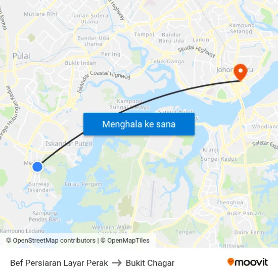 Bef Persiaran Layar Perak to Bukit Chagar map