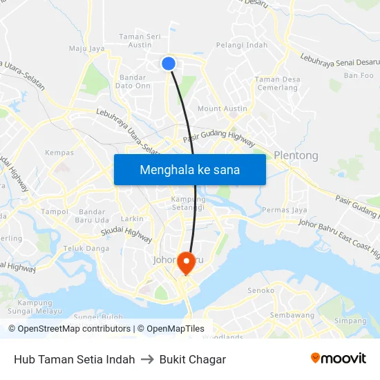 Hub Taman Setia Indah to Bukit Chagar map