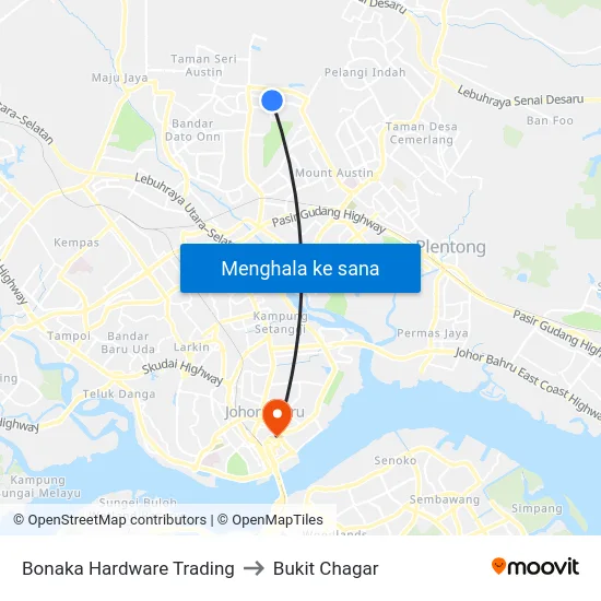 Bonaka Hardware Trading to Bukit Chagar map