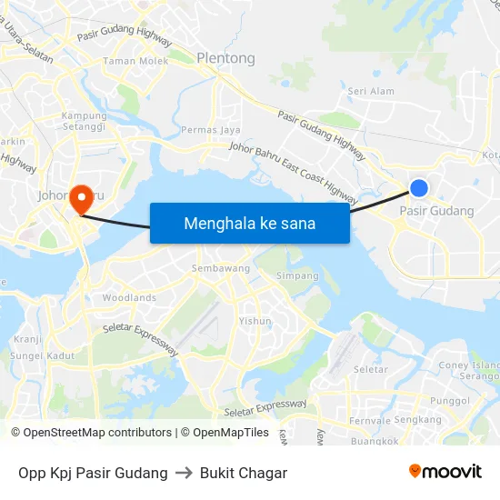 Opp Kpj Pasir Gudang to Bukit Chagar map
