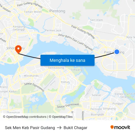 Sek Men Keb Pasir Gudang to Bukit Chagar map