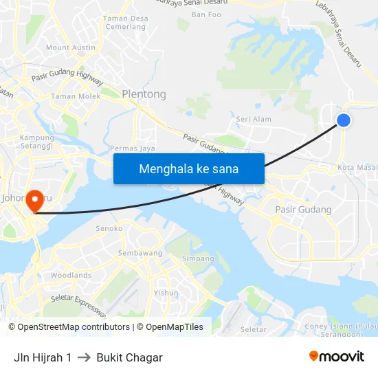 Jln Hijrah 1 to Bukit Chagar map