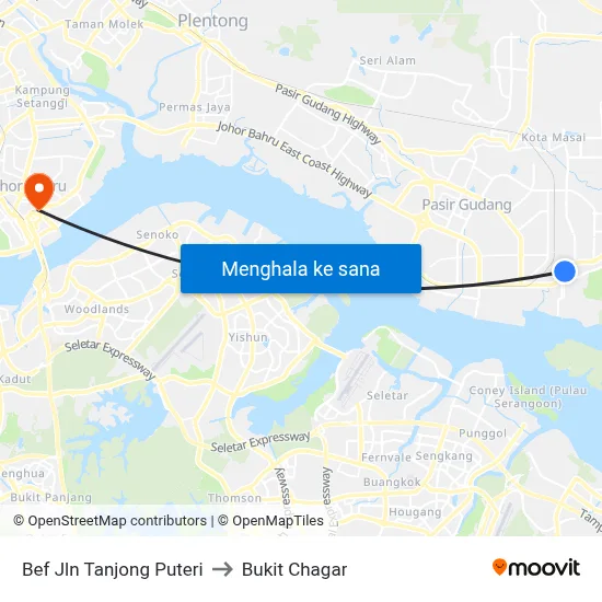 Bef Jln Tanjong Puteri to Bukit Chagar map