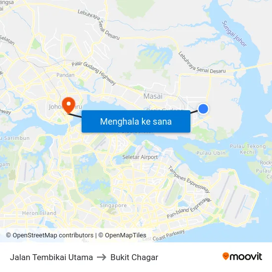 Jalan Tembikai Utama to Bukit Chagar map