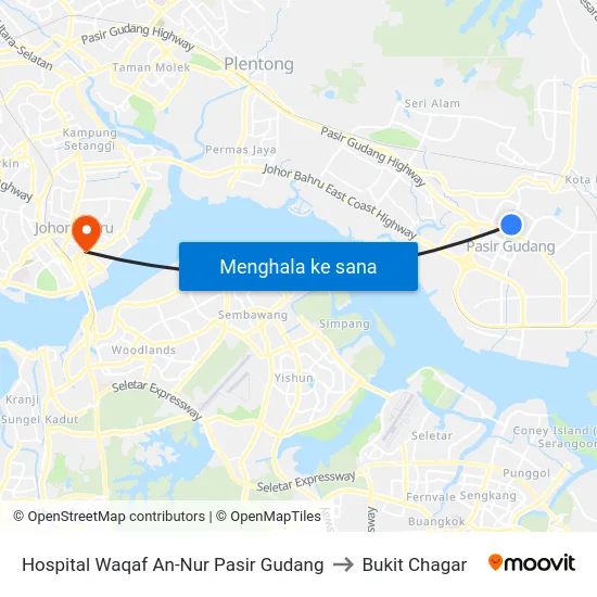 Hospital Waqaf An-Nur Pasir Gudang to Bukit Chagar map