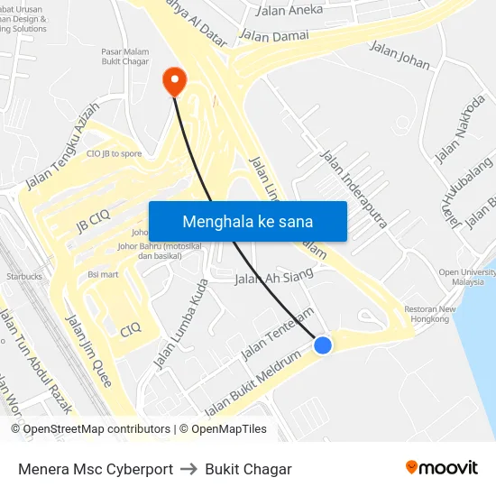 Menera Msc Cyberport to Bukit Chagar map