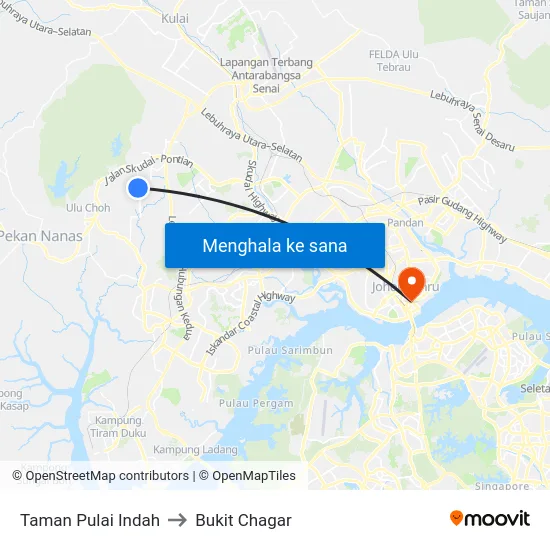 Taman Pulai Indah to Bukit Chagar map