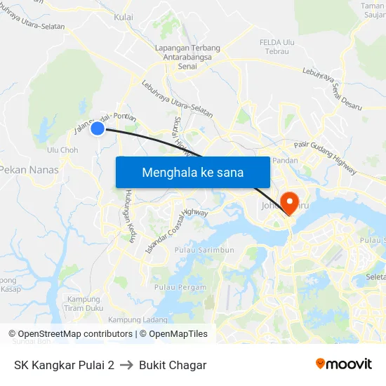 SK Kangkar Pulai 2 to Bukit Chagar map
