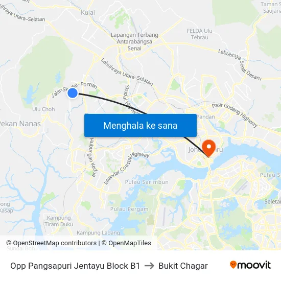 Opp Pangsapuri Jentayu Block B1 to Bukit Chagar map