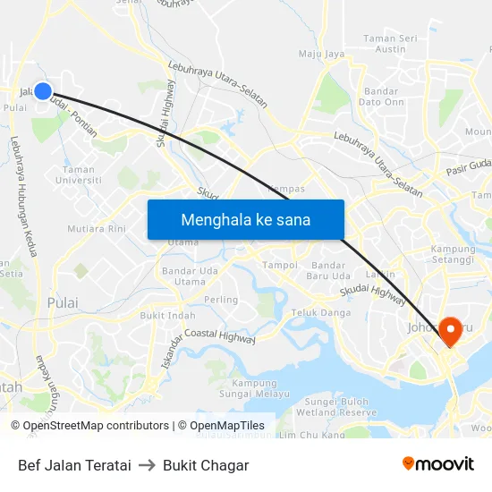 Bef Jalan Teratai to Bukit Chagar map