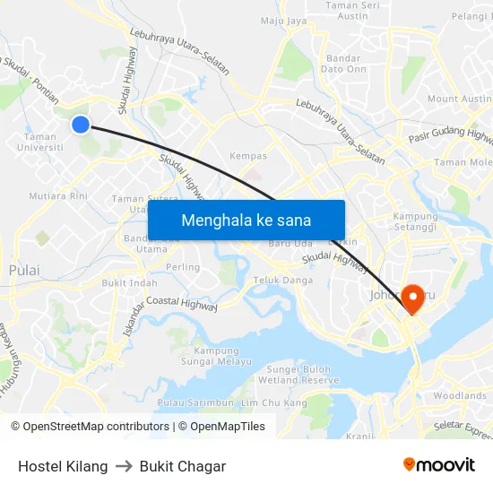 Hostel Kilang to Bukit Chagar map
