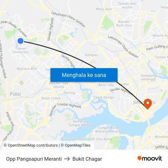 Opp Pangsapuri Meranti to Bukit Chagar map