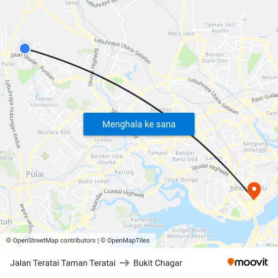 Jalan Teratai Taman Teratai to Bukit Chagar map