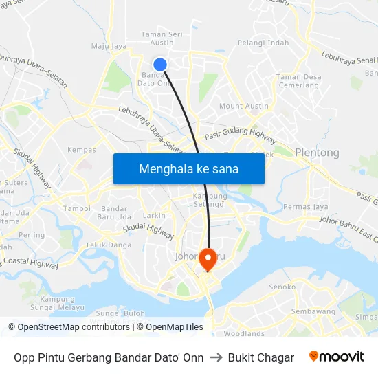 Opp Pintu Gerbang Bandar Dato' Onn to Bukit Chagar map