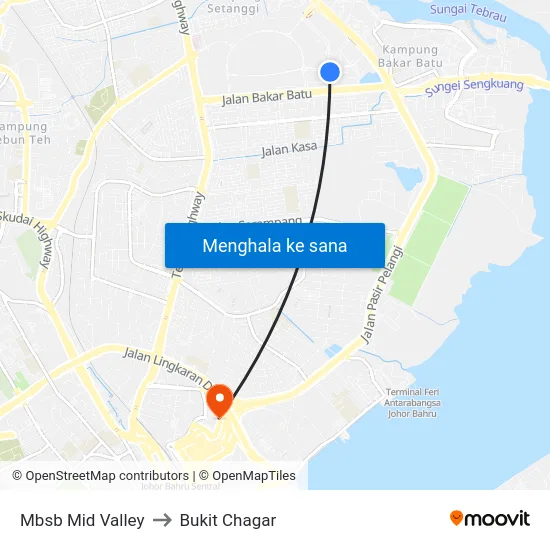 Mbsb Mid Valley to Bukit Chagar map