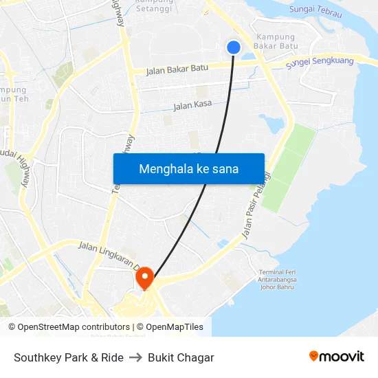 Southkey Park & Ride to Bukit Chagar map