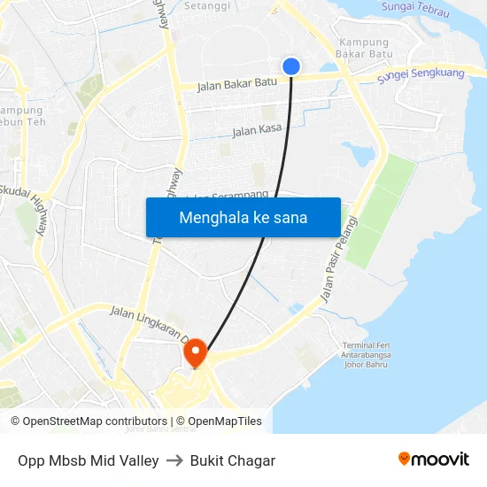 Opp Mbsb Mid Valley to Bukit Chagar map