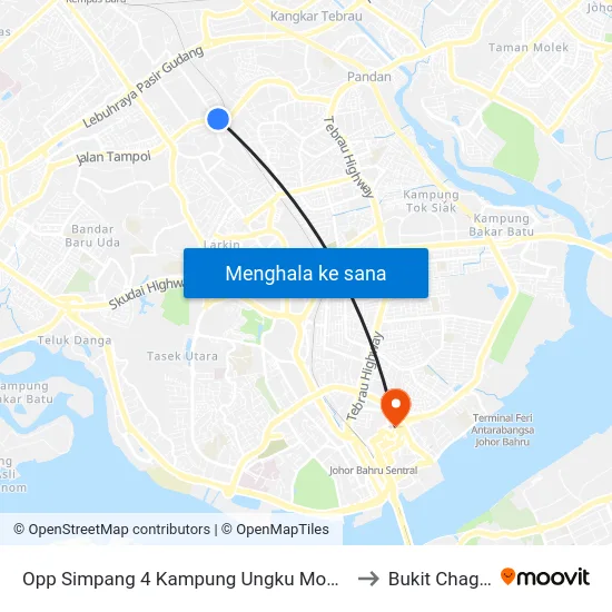 Opp Simpang 4 Kampung Ungku Mohsin to Bukit Chagar map