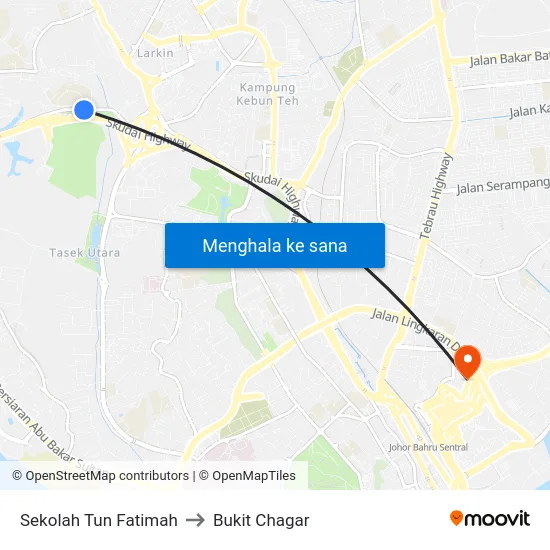 Sekolah Tun Fatimah to Bukit Chagar map