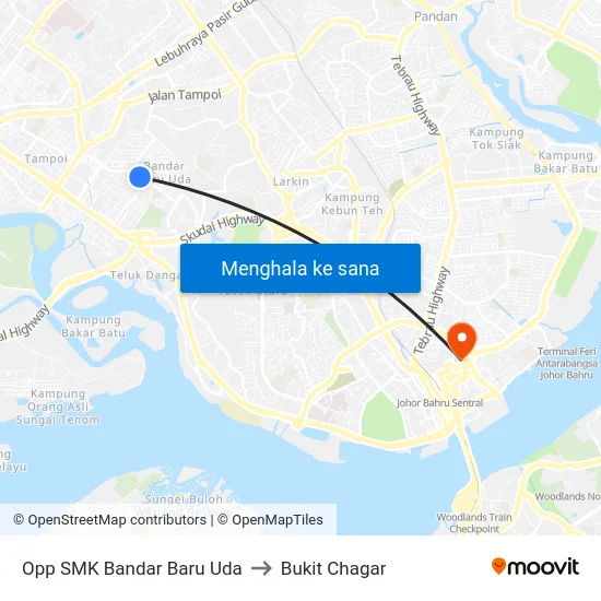 Opp SMK Bandar Baru Uda to Bukit Chagar map