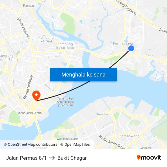 Jalan Permas 8/1 to Bukit Chagar map