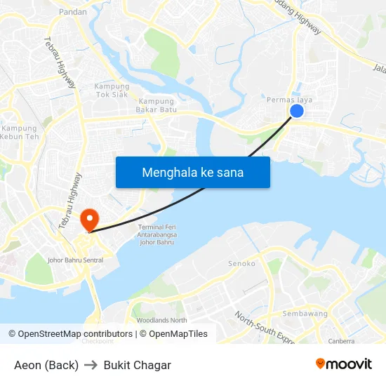 Aeon (Back) to Bukit Chagar map
