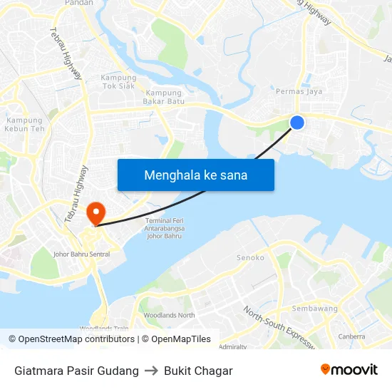 Giatmara Pasir Gudang to Bukit Chagar map