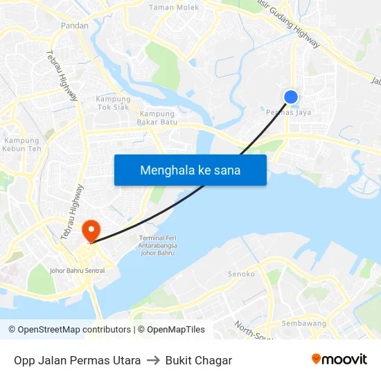Opp Jalan Permas Utara to Bukit Chagar map