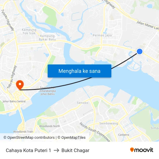 Cahaya Kota Puteri 1 to Bukit Chagar map