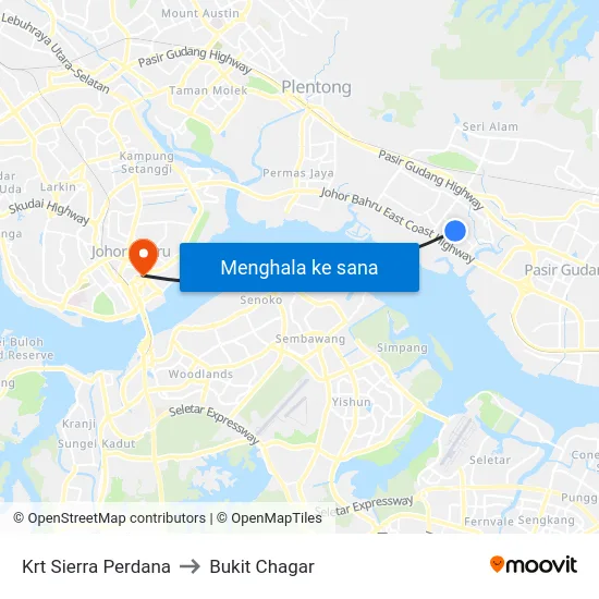 Krt Sierra Perdana to Bukit Chagar map