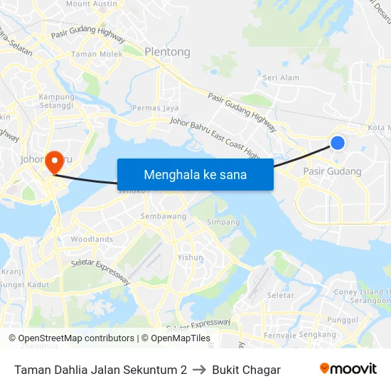 Taman Dahlia Jalan Sekuntum 2 to Bukit Chagar map