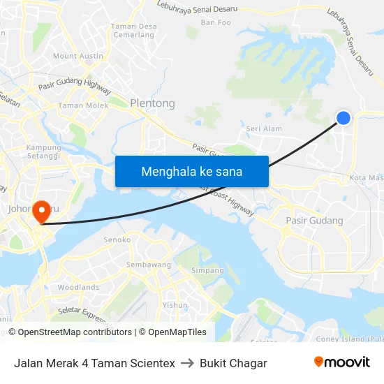 Jalan Merak 4 Taman Scientex to Bukit Chagar map
