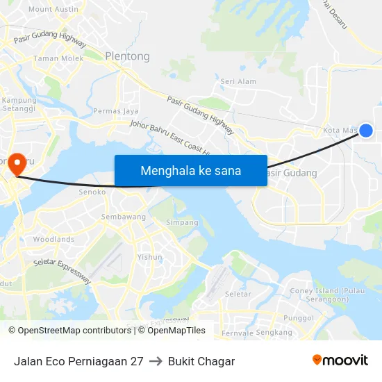 Jalan Eco Perniagaan 27 to Bukit Chagar map