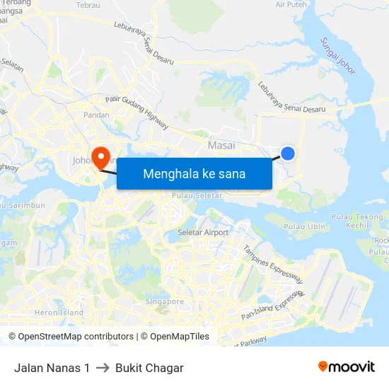 Jalan Nanas 1 to Bukit Chagar map
