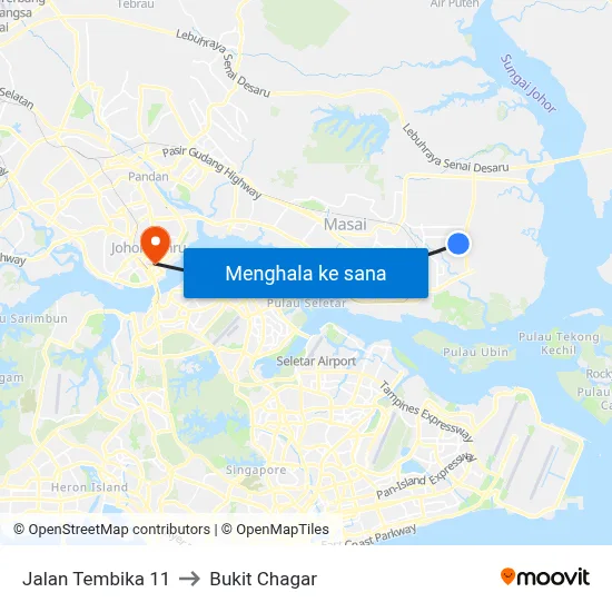 Jalan Tembika 11 to Bukit Chagar map