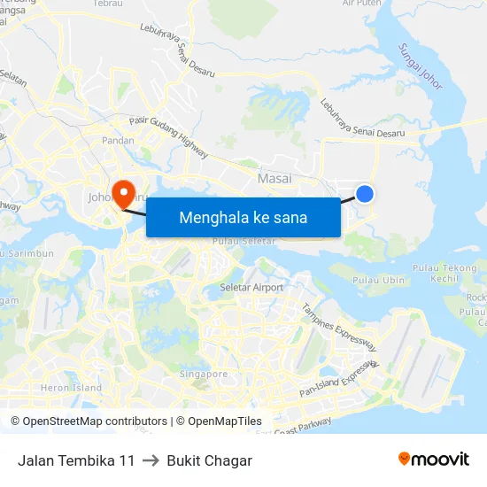 Jalan Tembika 11 to Bukit Chagar map