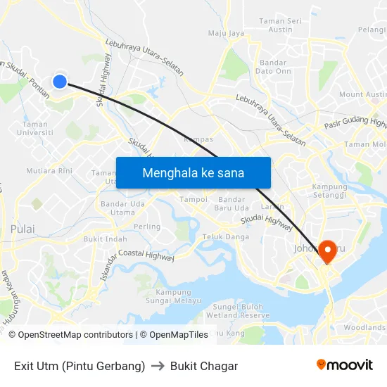 Exit Utm (Pintu Gerbang) to Bukit Chagar map