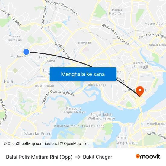 Balai Polis Mutiara Rini (Opp) to Bukit Chagar map