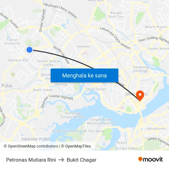 Petronas Mutiara Rini to Bukit Chagar map