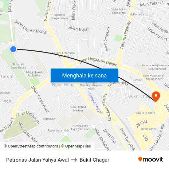 Petronas Jalan Yahya Awal to Bukit Chagar map