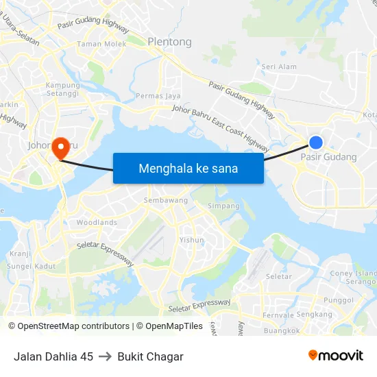Jalan Dahlia 45 to Bukit Chagar map