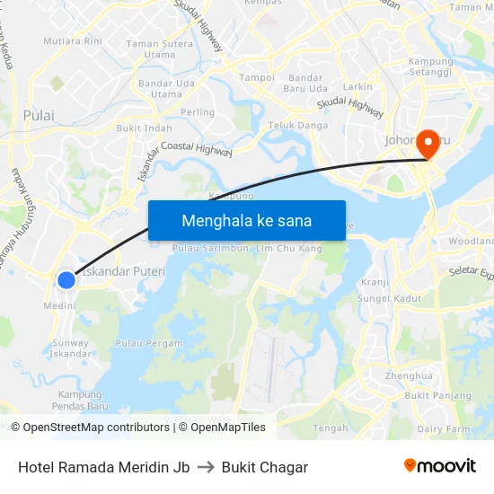 Hotel Ramada Meridin Jb to Bukit Chagar map