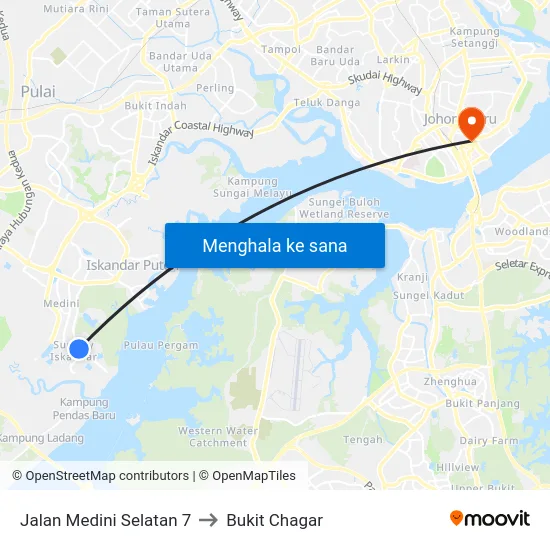 Jalan Medini Selatan 7 to Bukit Chagar map