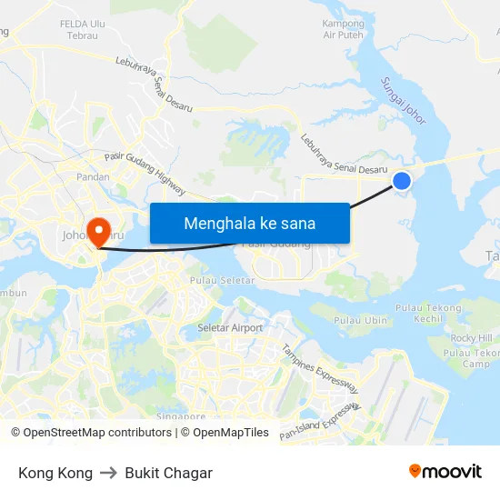 Kong Kong to Bukit Chagar map