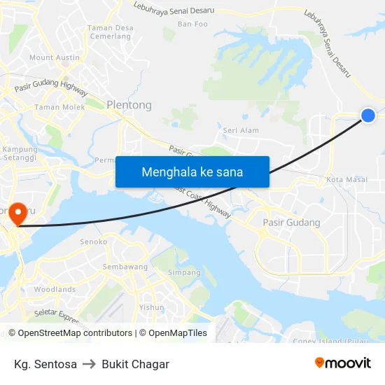 Kg. Sentosa to Bukit Chagar map