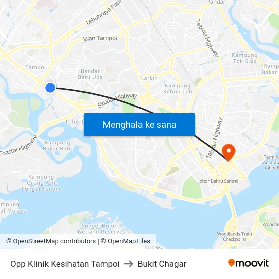 Opp Klinik Kesihatan Tampoi to Bukit Chagar map