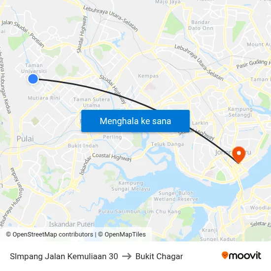 Slmpang Jalan Kemuliaan 30 to Bukit Chagar map