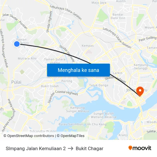 Slmpang Jalan Kemuliaan 2 to Bukit Chagar map